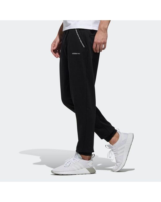 Adidas Black Neo Logo Cozy Breathable Casual Sports Long Pants for men