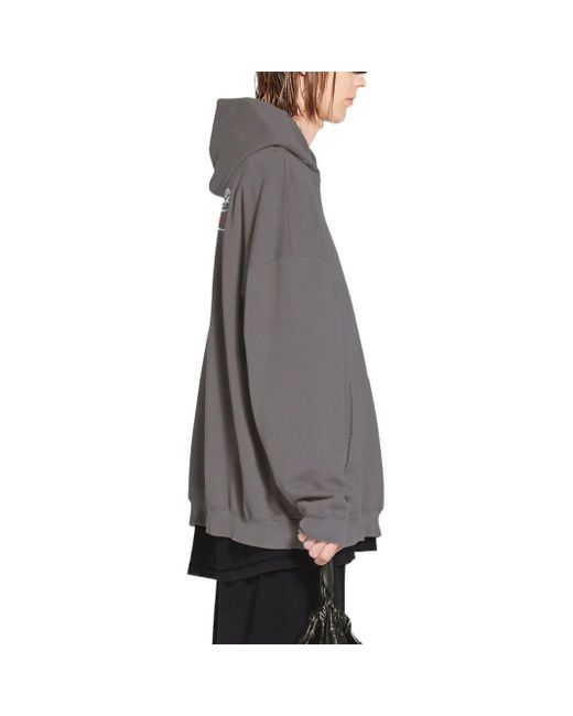 Balenciaga Gray Political Campaign Large Fit Hoodie for men