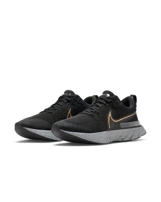 Nike Black React Infinity Run Flyknit 2 Metallic' for men