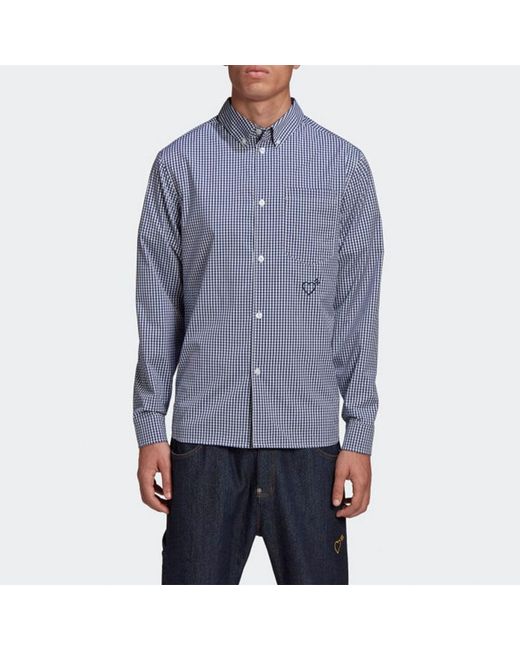 Adidas Blue Originals X Human Made Crossover Embroidered Long Sleeves Shirt for men