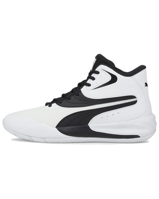PUMA White Triple Mid Basketball Shoes for men