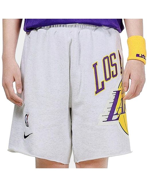 Nike White Los Angeles Lakers Basketball Athleisure Casual Sports Breathable Shorts Light for men