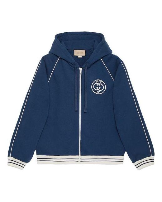 Gucci Blue Cotton Jersey Sweatshirt With Patch for men
