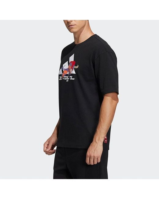 Adidas Black Cny Gfx T Subject Pattern Training Sports Short Sleeve for men