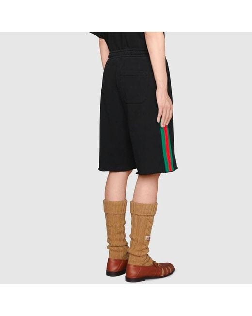 Gucci Black X The North Face Crossover Webbing Printing Cotton Shorts for men