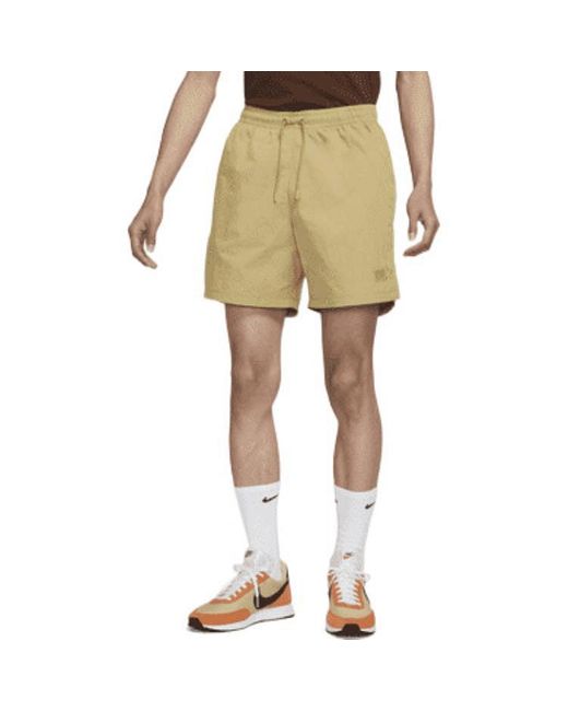 Nike Natural Nai-Ke Cha Nai-Ke Cha Series Solid Color Breathable Lacing Straight Shorts Apricot for men