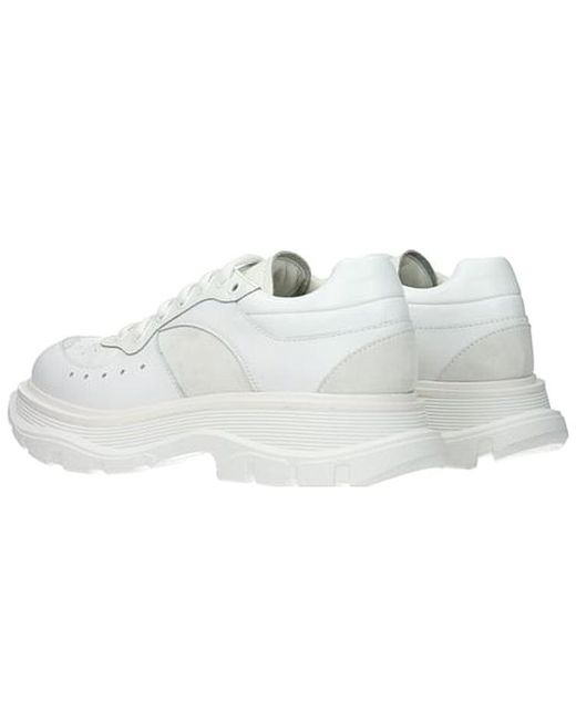 McQueen White Tread Suede-Panelled Leather Trainers for men