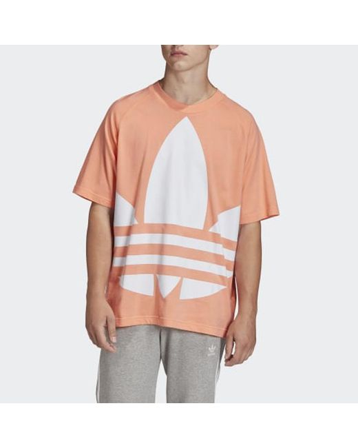Adidas Orange Originals Big Trefoil Boxy Tee Large Logo Printing for men