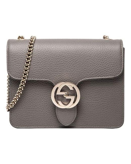 Gucci Gray (Wmns) Leather Bag Single-Shoulder Bag