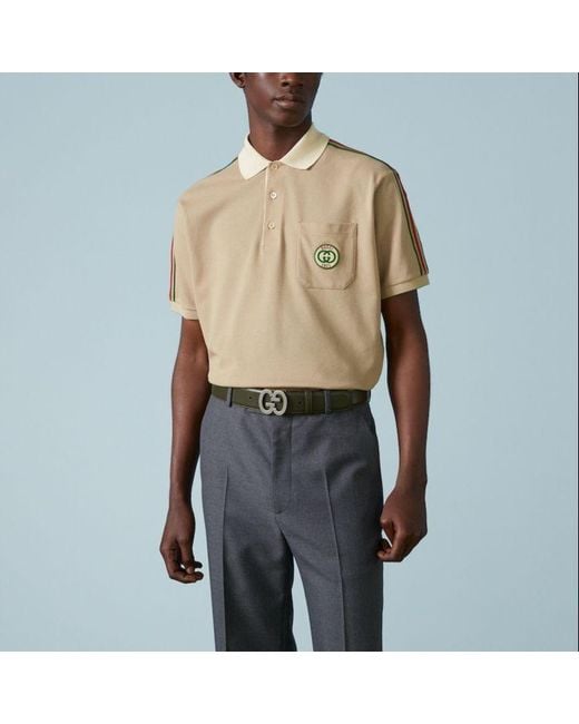 Gucci Natural Stretch Cotton Piquet Polo Shirt for men
