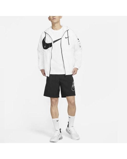 Nike Blue Swoosh Logo Printed Wind Proof Jacket for men