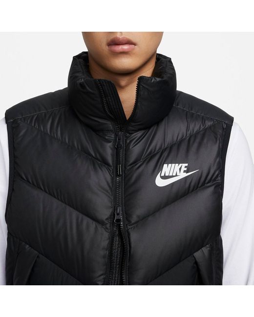 Nike Black Windproof Warm Stand Collar Down Vest for men