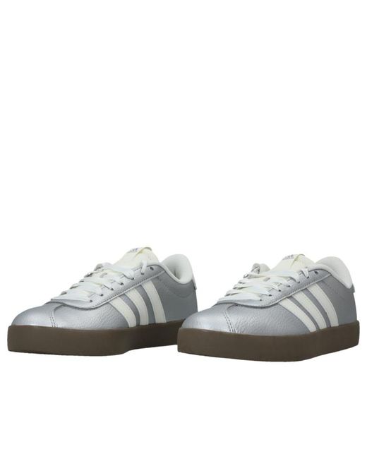 Adidas White Vl Court 3.0 Metallic Off Gum'