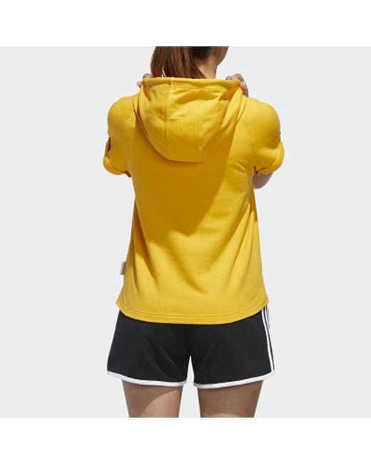 Adidas Yellow (Wmns) Neo Gdtm Ss Hdy Crossover Sports Hooded Pullover Short Sleeve T-Shirt
