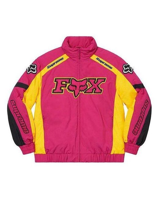 Supreme Pink Fox Racing Puffy Jacket for men
