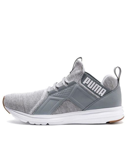 PUMA Gray Enzo Knit Low-Top Running Shoes for men