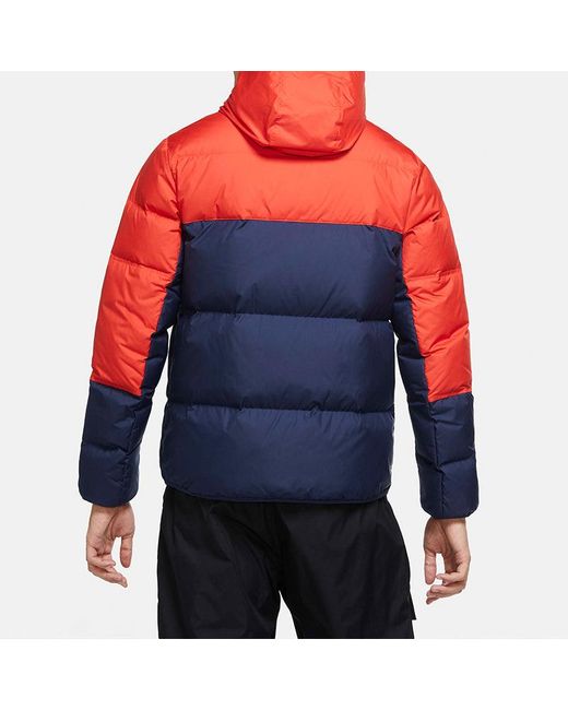 Nike Sportswear Down-Fill Windrunner Hooded Stay Warm Colorblock Short Down Jacket Redblue for men