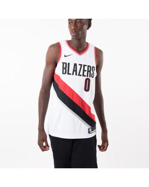 Nike Red Damian Lillard Trail Blazers Association Edition Nba Swingman Jersey for men