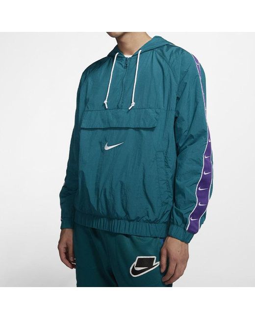 Nike Blue As Sportswear Swoosh Jkt Jacket Wvn 'Geode//Court/ for men