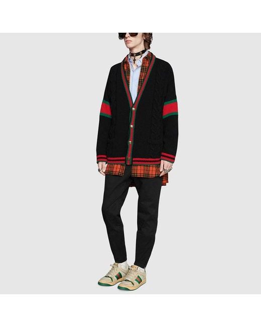Gucci Black Cable Knit Oversize Cardigan for men