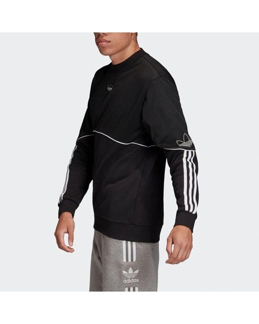 Adidas Black Originals Outline Crw Ft Soccer/Football Sports Stylish Round Neck Long Sleeves for men