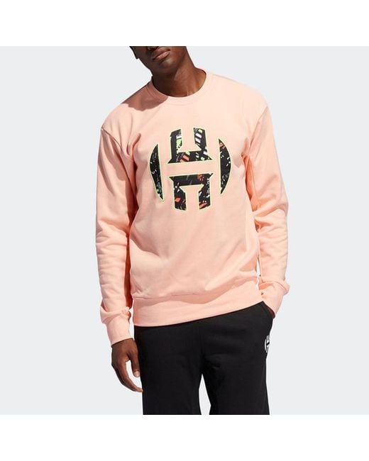 Adidas Pink Harden Fle Crew Basketball Sports Pullover for men