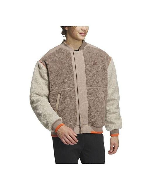 Adidas Brown Fleece Collegiate Padded Jacket for men