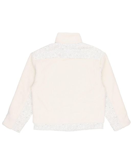 PUMA White Paisley Woven Patched Sherpa Jacket Cashew Splicing Lamb's Wool Stay Warm Logo for men