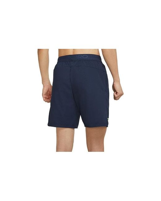 Nike Blue Pro Dri-Fit Flex Vent Max Alphabet Printing Training Sports Shorts Obsidian for men