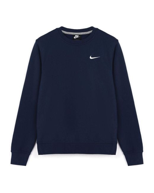 Nike Blue Knit Sports Fleece Lined Stay Warm Round Neck Pullover for men
