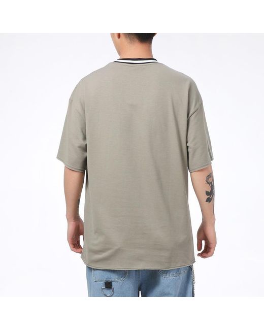 PUMA Gray Solid Round Neck T-Shirt 'Olivegreen' for men