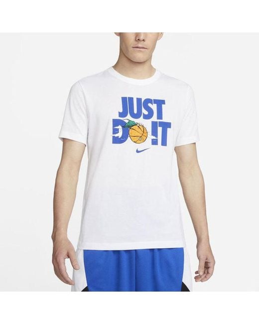 Nike Blue Just Do It Alphabet Printing Round Neck Short Sleeve for men