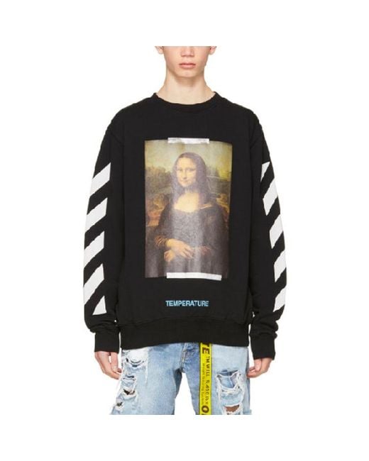 Off-White c/o Virgil Abloh Black Monalisa Diagonals Print Sweatshirt for men