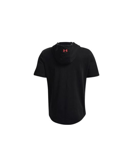 Under Armour Black Project Rock Terry Short Sleeve Hoodie for men