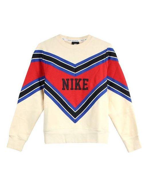 Nike Blue (Wmns) Splicing Fleece Lined Knit Round Neck Pullover ''