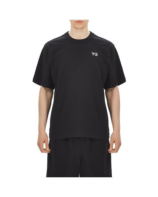Adidas Black Y-3 Alphabet Logo Casual Short Sleeve T-Shirt for men