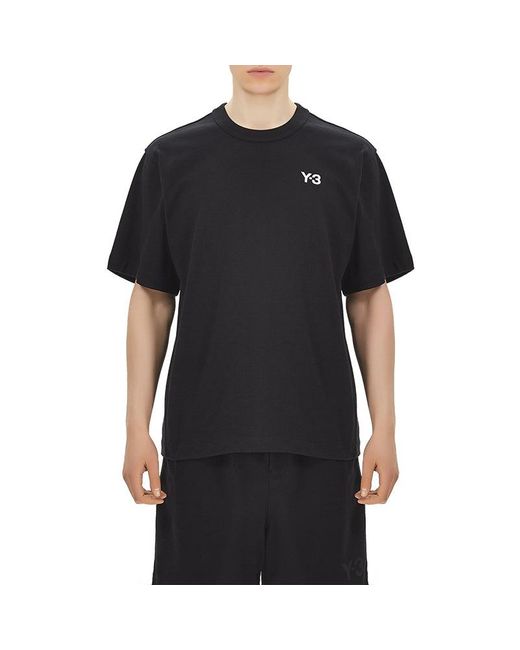 Adidas Black Y-3 Alphabet Logo Casual Short Sleeve T-Shirt for men