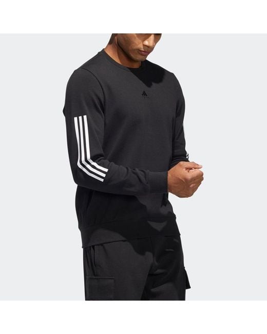 Adidas Black Cny Gfx Crew2 Limited Back Printing Stripe Sports Round Neck Pullover for men