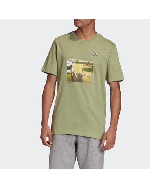 Adidas Green Originals Originals Photo Tee Printing Short Sleeve for men