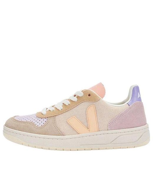 Veja Pink V-10 Lace-Up Suede Sneakers