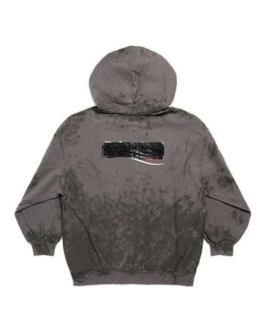 Balenciaga Gray Gaffer Heavy Washed Zip-Up Hoodie Small Fit for men