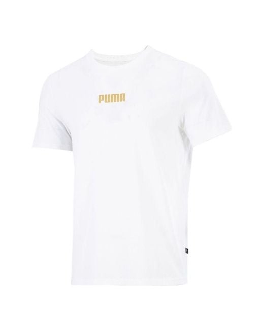 PUMA White Alphabet Printing Casual Sports Short Sleeve for men