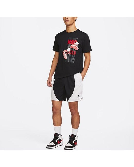 Nike Black The Shoes Printing Sports Round Neck Short Sleeve for men