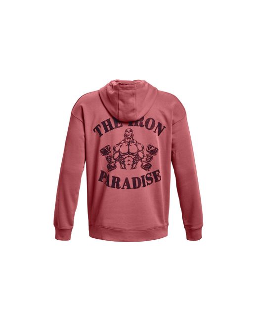 Under Armour Red Project Rock Iron Paradise Heavyweight Terry Hoodie 'Beta' for men