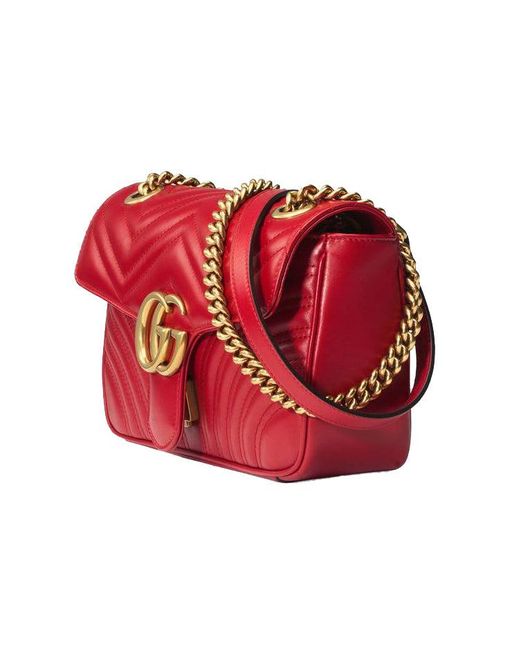 Gucci Red (Wmns) Gg Marmont Small Matelasse Shoulder Bag