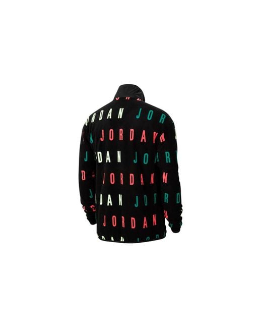 Nike Black Jumpman Logo Printing Windproof Stand Collar Jacket for men