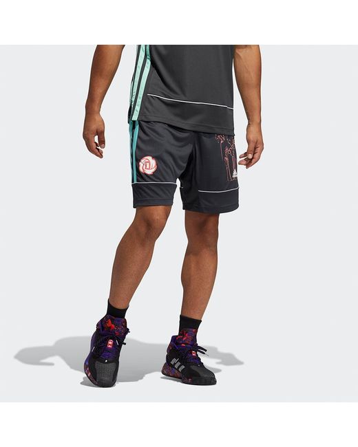 Adidas Black Bw Rose Short Contrasting Colors Basketball Sports Shorts for men