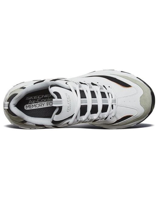 Skechers White D'Lites 1.0 Low Running Shoes for men