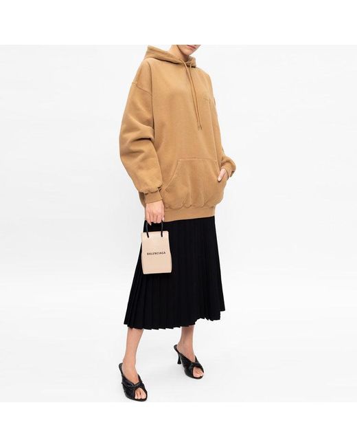 Balenciaga Natural (Wmns) Chest Alphabet Logo Embroidered Hoodie
