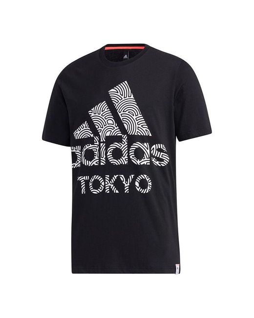 Adidas Black Tyo Ss Tee M Alphabet Printing Casual Sports Short Sleeve for men